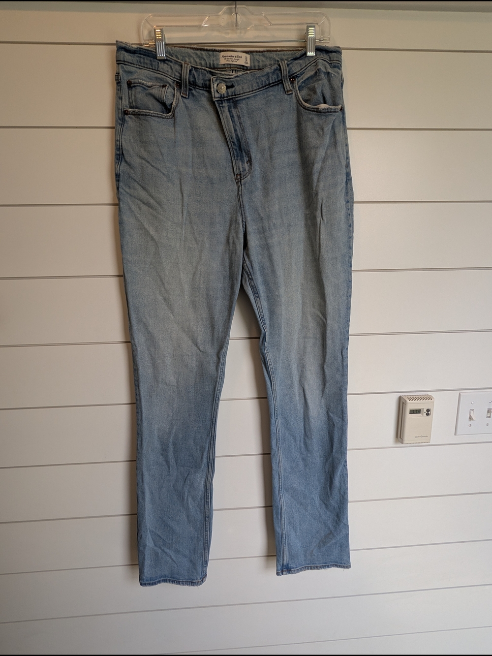 Abercrombie & Fitch 90s Slim Straight Criss Cross Jeans Size 33 / 16 LONG TALL - Picture 2 of 13